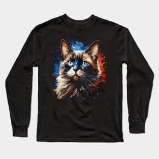 Patriotic Siamese Cat Long Sleeve T-Shirt